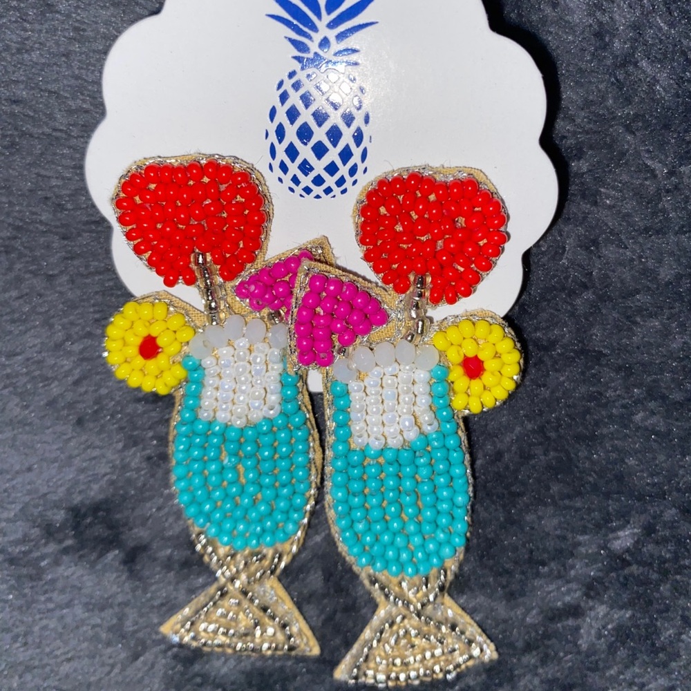 Tropical Fruit Drink Beaded Earrings